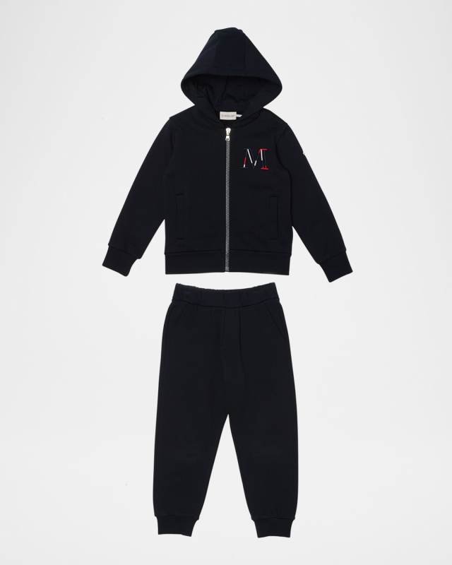 Boy's Embroidered M Hoodie & Joggers, Size 12-